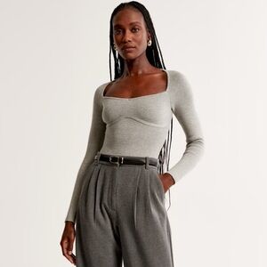 Abercrombie Long Sleeve Sweetheart Sweater Bodysuit